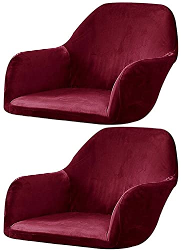 Stretch Stuhlhussen Samt mit Armlehne Stuhlbezug 1/6/2/4er Set Luxus-Samt Bürostuhl Bezug Stuhlschonbezug Sessel Esszimmerstuhlhussen Armlehnstuhl Stuhlabdeckung ( Color : #8 , Size : 2 Stücke ) von ELYSYSRL