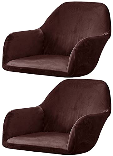 Stretch Stuhlhussen Samt mit Armlehne Stuhlbezug 1/6/2/4er Set Luxus-Samt Bürostuhl Bezug Stuhlschonbezug Sessel Esszimmerstuhlhussen Armlehnstuhl Stuhlabdeckung ( Color : #9 , Size : 2 Stücke ) von ELYSYSRL