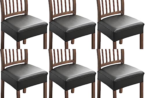 Stuhlbezug Sitzfläche Waschbarer Stretch Wasserdicht PU-Leder Bezug für Stühle Esszimmerstuhl Sitzbezug Stuhlsitzbezüge 2er 4er 6er Set Stuhl Sitzbezug für Zuhause,Küche ( Color : #1 , Size : 6 Stück von ELYSYSRL