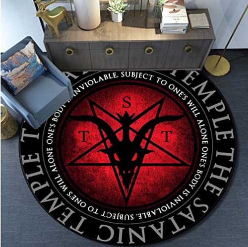 ELYVEN Schädel Satanische Ziege Invertiertes Pentagramm Flügel Dämon Version Bereich Teppich-Satanische Ziege Dekor-Satanische Teppiche Satan Teppich 100Cm von ELYVEN