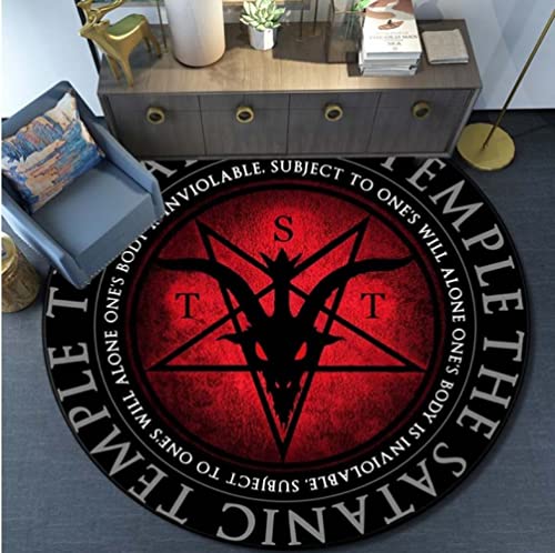 ELYVEN Schädel Satanische Ziege Invertiertes Pentagramm Flügel Dämon Version Bereich Teppich-Satanische Ziege Dekor-Satanische Teppiche Satan Teppich 120Cm von ELYVEN