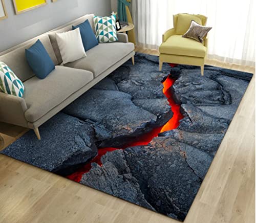 ELYVEN Vulkan Lava Magma Bereich Teppich, Teppich Teppich für Wohnzimmer Schlafzimmer Sofa Fußmatte, Kind Spiel Spielen rutschfeste Fußmatte 120X160cm von ELYVEN