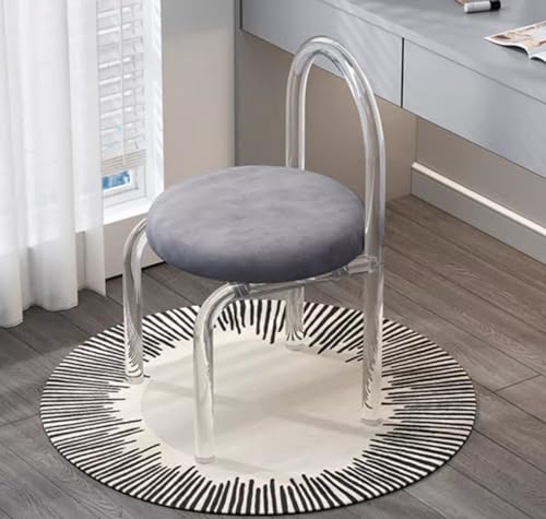 Acryl-Stuhl für Schminktisch,Schminkstuhl aus Acryl,weißer transparenter Stuhl,transparente Esszimmerstühle mit Samt,Stuhl for den Schminktisch for Frauen und Mädchen im Schlafzimmer und Wohnzimmer ( von ELZEM