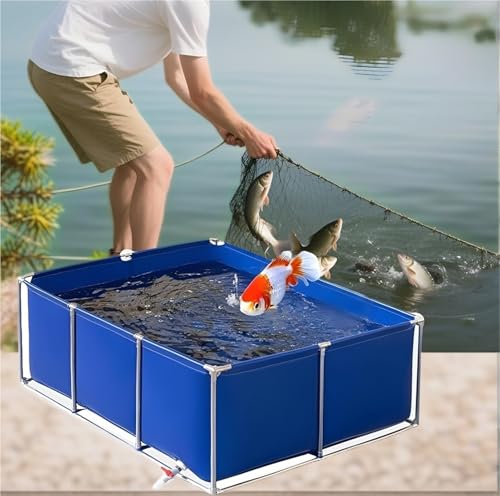 Large Thickened Knife Scraping Cloth,Canvas Fish Pond Above Ground Indoor Pond W/Steel Frame Pond Liner,2m Temporary Holding Viewing Canvas Fish Tank For Children With Drain Valve(Height 0.5m,3x1m) von ELZEM