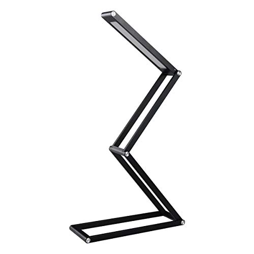 ELZO Schreibtischlampe LED, Aluminium Schreibtisch Lampe mit dimmbar und faltbar Tageslichtlampe Bürolampe Desk Lamp Schreibtischleuchte Tischlampe Akku Nachttisch Leselampe Schreibtischlampen Schwarz von ELZO