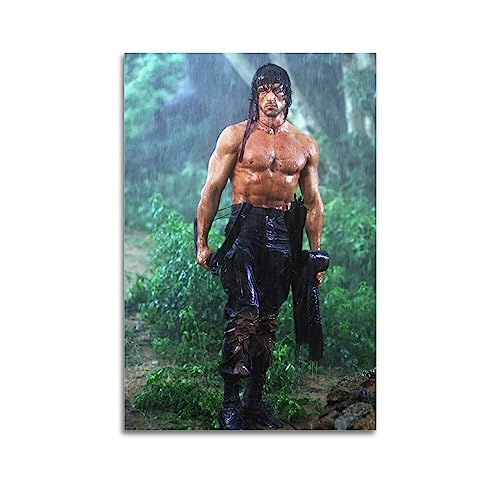 ELedvb First Blood John Rambo in The RainCanvas Poster Dekorative Malerei Leinwand Wandposter und Kunstbild Druck Moderne Familie Schlafzimmer Dekor Poster 60 x 90 cm von ELedvb