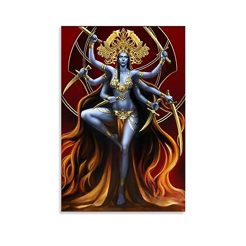 ELedvb Kali Hindu Göttin Kunst, Leinwand-Poster, dekoratives Gemälde, Leinwand-Wandposter und Kunstdruck, modernes Familienschlafzimmer-Dekor-Poster, 60 x 90 cm von ELedvb