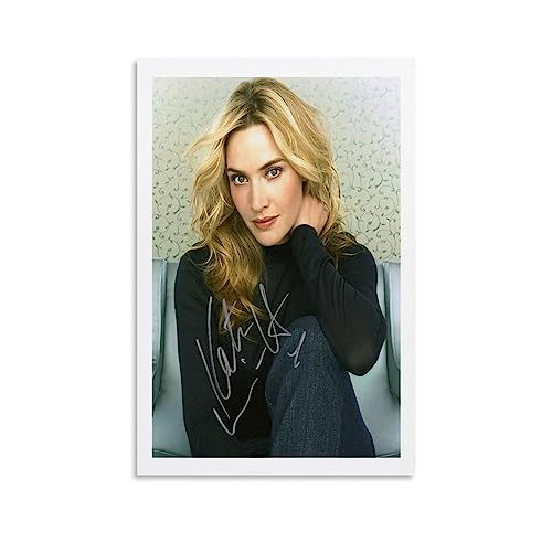 ELedvb Leinwand-Poster mit Autogramm von Kate Winslet, dekoratives Gemälde, Leinwand-Wandposter und Kunstdruck, modernes Familienschlafzimmer-Dekor-Poster, 20 x 30 cm von ELedvb