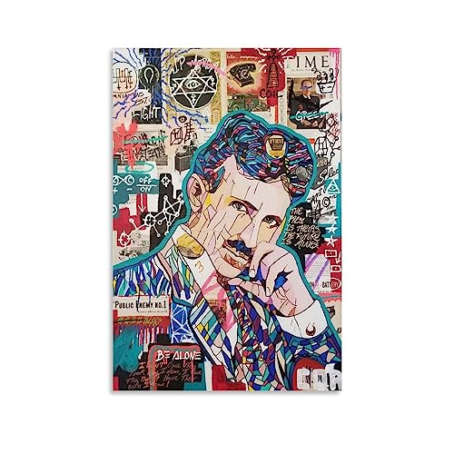 ELedvb Nikola Tesla Art Farbtapete, Leinwand-Poster, dekoratives Gemälde, Leinwand-Wandposter und Kunstdruck, modernes Familienschlafzimmer-Dekor-Poster, 20 x 30 cm von ELedvb