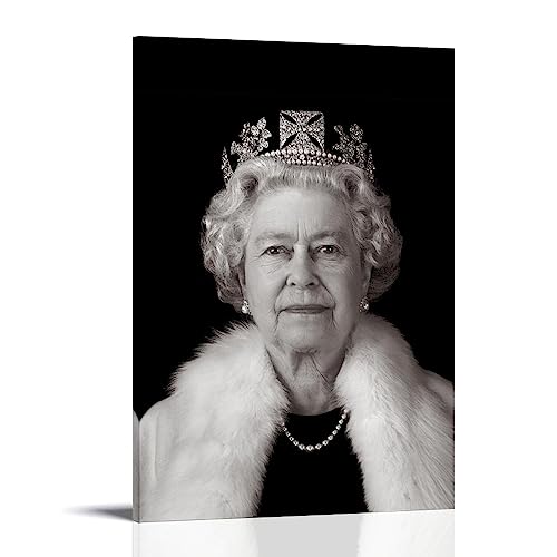 ELedvb Queen Elizabeth II Schwarz-Weiß-Leinwand-Poster, dekoratives Gemälde, Leinwand-Wandposter und Kunstdruck, modernes Familienschlafzimmer-Dekor-Poster, 30 x 45 cm von ELedvb