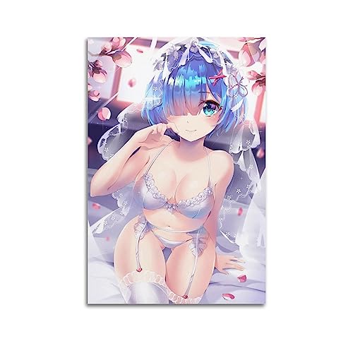 ELedvb Re Zero Rem Anime-Poster, Leinwand-Poster, dekoratives Gemälde, Leinwand-Wandposter und Kunstdruck, modernes Familienschlafzimmer-Dekor-Poster, 30 x 45 cm von ELedvb