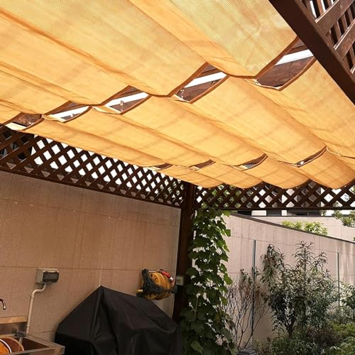 Einziehbares Segel-Schattennetz, 95% UV-blockierende Markise, Sonnenschutz-Wellendach-Abdeckung for Terrassencafés im Freien (Color : Beige, Size : 1x9M) von ELzEy