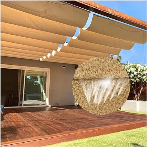 Sonnenschutz-durchlässige Markise for den Außenbereich, einziehbares HDPE-Sonnensegel mit Montagesatz for Gartenterrasse, Café, Veranda, Welle von ELzEy
