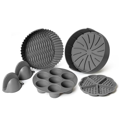 EM 5er-Pack Luftfritteusen-Silikoneinlagen – inklusive Silikonhandschuhen, Eierbeißschale, Waffelform, Silikon-Cupcake-Einlagen, Topf – kompatibel mit 3–5 Quart Luftfritteusen – wiederverwendbar, EM 5er-Pack Luftfritteusen-Silikoneinlagen – inklusive Silikonhandschuhen, Eierbeißschale, Waffelform, Silikon-Cupcake-Einlagen, Topf – kompatibel mit 3–5 Quart Luftfritteusen – wiederverwendbar, von EM