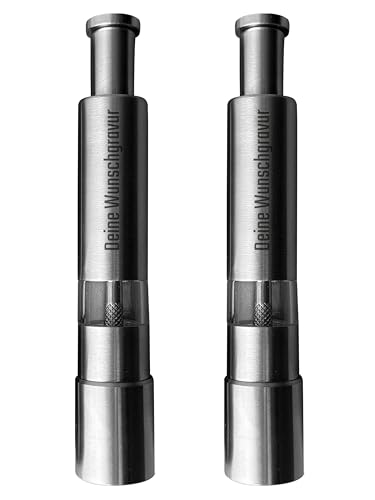EMACES® Gewürzmühle aus Edelstahl mit Wunschgravur | Salzmühle Pfeffermühle (2er Set) von EMACES