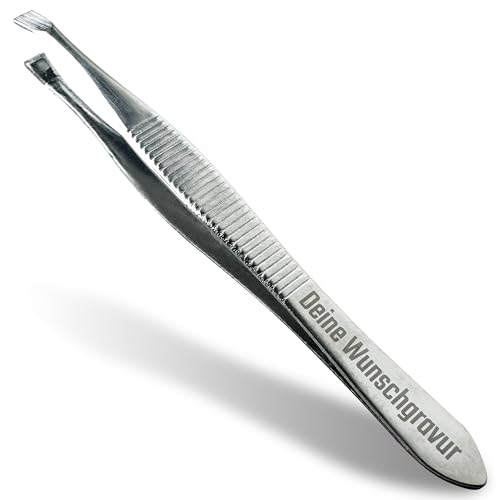 EMACES® Pinzette aus Edelstahl mit Wunschgravur | perfekt als personalisiertes Geschenk mit Gravur für Männer und Frauen | Ideal zur Haarentfernung (Gerade Spitze) von EMACES