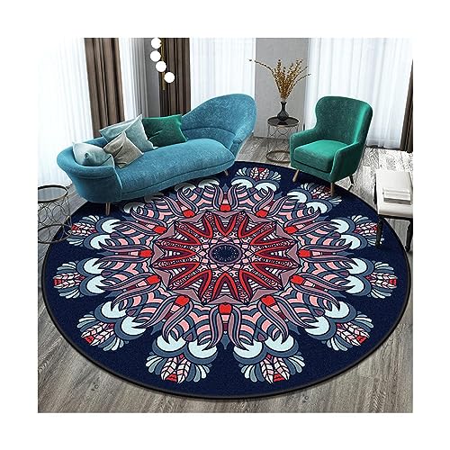 EMAFORO Teppich Ethnische Retro-Überwurfteppiche, runder, Rutschfester Teppich, Fußmatten für Balkon, Couchtisch, Wohnzimmer, Schlafzimmer, Nachttisch Flächenteppich EMAFORO Teppich Ethnische Retro-Überwurfteppiche, runder, Rutschfester Teppich, Fußmatten für Balkon, Couchtisch, Wohnzimmer, Schlafzimmer, Nachttisch Flächenteppich von EMAFORO