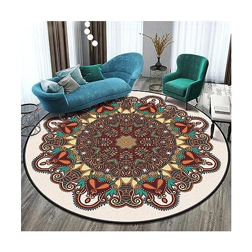 EMAFORO Teppich Ethnische Retro-Überwurfteppiche, runder, Rutschfester Teppich, Fußmatten für Balkon, Couchtisch, Wohnzimmer, Schlafzimmer, Nachttisch Flächenteppich EMAFORO Teppich Ethnische Retro-Überwurfteppiche, runder, Rutschfester Teppich, Fußmatten für Balkon, Couchtisch, Wohnzimmer, Schlafzimmer, Nachttisch Flächenteppich von EMAFORO
