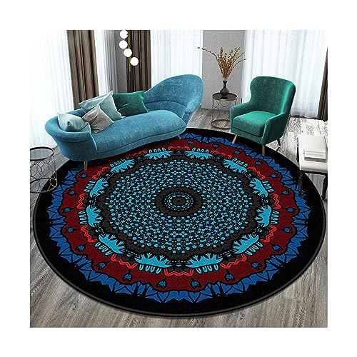EMAFORO Teppich Ethnische Retro-Überwurfteppiche, runder, Rutschfester Teppich, Fußmatten für Balkon, Couchtisch, Wohnzimmer, Schlafzimmer, Nachttisch Flächenteppich EMAFORO Teppich Ethnische Retro-Überwurfteppiche, runder, Rutschfester Teppich, Fußmatten für Balkon, Couchtisch, Wohnzimmer, Schlafzimmer, Nachttisch Flächenteppich von EMAFORO