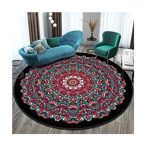 EMAFORO Teppich Ethnische Retro-Überwurfteppiche, runder, Rutschfester Teppich, Fußmatten für Balkon, Couchtisch, Wohnzimmer, Schlafzimmer, Nachttisch Flächenteppich EMAFORO Teppich Ethnische Retro-Überwurfteppiche, runder, Rutschfester Teppich, Fußmatten für Balkon, Couchtisch, Wohnzimmer, Schlafzimmer, Nachttisch Flächenteppich von EMAFORO