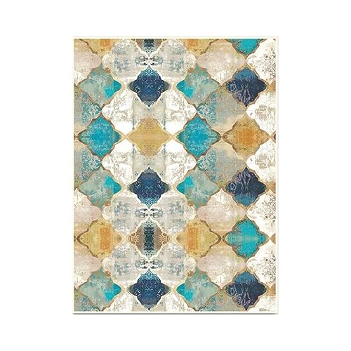 EMAFORO Teppich Leichter Retro-Luxusteppich, rechteckige Bodenmatte im Ethno-Stil, Schlafzimmer-Nachttisch-Wohnzimmer-Sofa-Couchtisch-Teppich Flächenteppich EMAFORO Teppich Leichter Retro-Luxusteppich, rechteckige Bodenmatte im Ethno-Stil, Schlafzimmer-Nachttisch-Wohnzimmer-Sofa-Couchtisch-Teppich Flächenteppich von EMAFORO