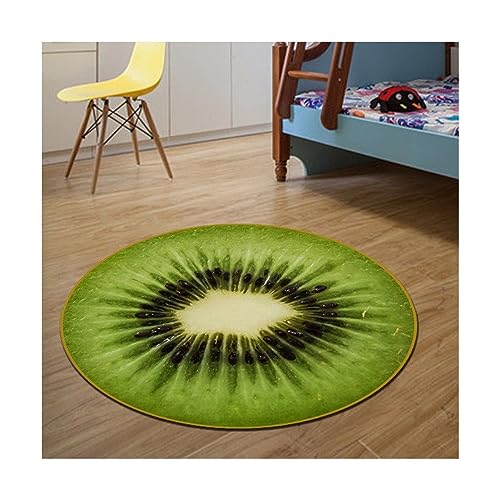 EMAFORO Teppich Runder dünner Obstteppich, Cartoon-Heimwurfteppiche, Teppiche für Garderobe, Computerstuhl, Arbeitszimmer, Badezimmer, Kinderzimmer Flächenteppich von EMAFORO