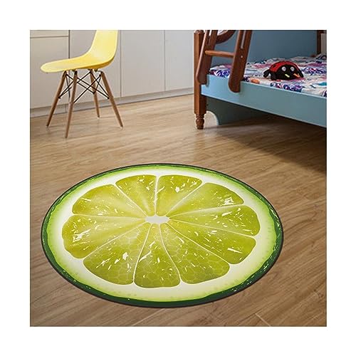 EMAFORO Teppich Runder dünner Obstteppich, Cartoon-Heimwurfteppiche, Teppiche für Garderobe, Computerstuhl, Arbeitszimmer, Badezimmer, Kinderzimmer Flächenteppich von EMAFORO