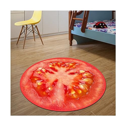 EMAFORO Teppich Runder dünner Obstteppich, Cartoon-Heimwurfteppiche, Teppiche für Garderobe, Computerstuhl, Arbeitszimmer, Badezimmer, Kinderzimmer Flächenteppich von EMAFORO