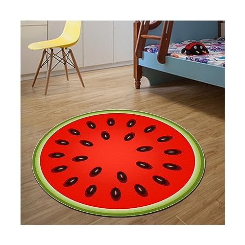 EMAFORO Teppich Runder dünner Obstteppich, Cartoon-Heimwurfteppiche, Teppiche für Garderobe, Computerstuhl, Arbeitszimmer, Badezimmer, Kinderzimmer Flächenteppich von EMAFORO