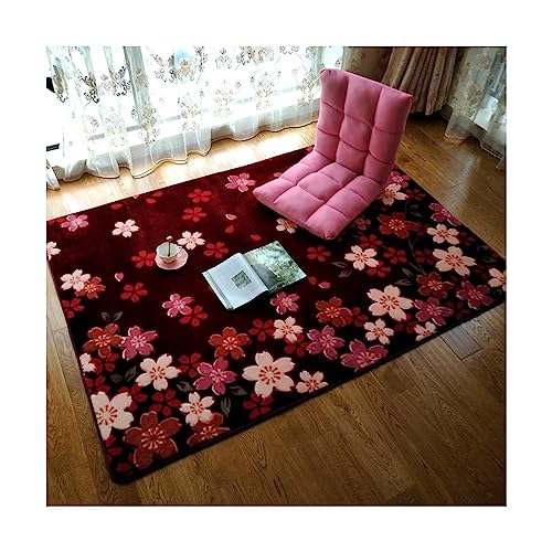 EMAFORO Teppich Weinrote Kirschblüten-Teppiche, Linter-Rechteckteppich, Fußmatten für Schlafzimmer, Wohnzimmer, Mädchenzimmer, Moderne Heimdekoration Flächenteppich EMAFORO Teppich Weinrote Kirschblüten-Teppiche, Linter-Rechteckteppich, Fußmatten für Schlafzimmer, Wohnzimmer, Mädchenzimmer, Moderne Heimdekoration Flächenteppich von EMAFORO