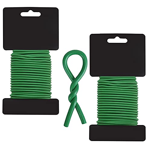 EMAGEREN 2 Stück Gartendraht 3.5 mm x 8 m Blumendraht Gummiert Grün Garten Bindedraht Pflanzendraht Draht Ummantelt Pflanzenbindedraht Pflanzenstütze für Kletterpflanzen Gartenarbeit Heim Büro von EMAGEREN