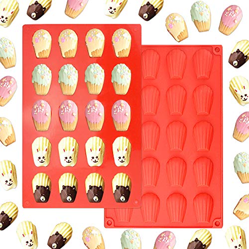 EMAGEREN 2 Stück Silikon Backformen Madeleines Kuchen Formen 20 Hohlräumen Silikonform BPA freie Wiederverwendbare Schokoladenkuchenform für EIS Eiswürfel Pudding Gelee Mini-Kuchen Schokolade von EMAGEREN