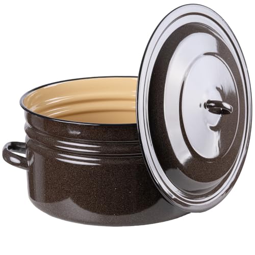 Emaille Topf 25L Kochtopf Universaltopf Suppentopf Induktion Fleischtopf Gastro braun von EMALIA-RYBNIK