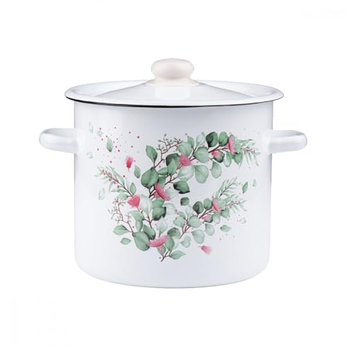 Emaille Topf 7L Kochtopf Universaltopf Suppentopf Induktion Fleischtopf Eukalyptus + Deckel Emaille Topf 7L Kochtopf Universaltopf Suppentopf Induktion Fleischtopf Eukalyptus + Deckel von EMALIA-RYBNIK
