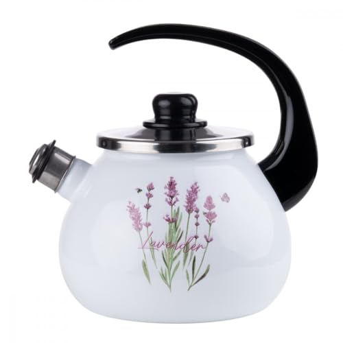 Pfeifkessel Flötenkessel aus Emaille 2,5L Wasserkessel Wasserkocher Induktion Lavendel von EMALIA-RYBNIK