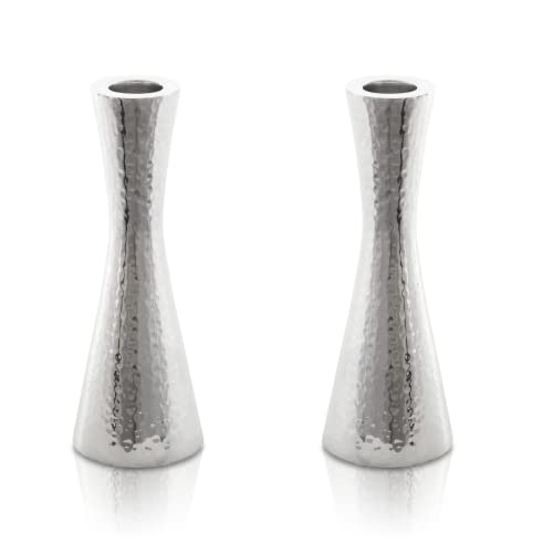 Yair Emanuel Moderner gehämmerter Stumpenkerzenhalter | Shabbat Kerzenhalter | Minimal konisches Design (17,5 cm CP-1) von EMANUEL