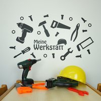 Wandtattoo Wandaufkleber Wandsticker Wall Art Werkzeuge Werkstatt Heimwerker Bauarbeiter Bohrmaschine Säge Hammer Nagel von EMAY3DArt