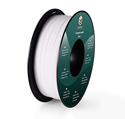 EMBRO PLA 1.75mm 3D Filament Verschlaufungsfrei und mit Hoher Festigkeit1kg (2.2lbs) Premium, Dimensionale Genauigkeit +/- 0.02 mm (Weiße) von EMBRIIO