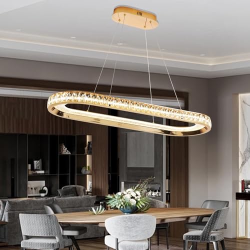 EMBRING Moderne Kronleuchter Gold Kristall Kronleuchter Leuchte, dimmbare moderne LED-Pendelleuchte für Kücheninselbeleuchtung 3000K-6500K Farbwechsel 66W EMBRING Moderne Kronleuchter Gold Kristall Kronleuchter Leuchte, dimmbare moderne LED-Pendelleuchte für Kücheninselbeleuchtung 3000K-6500K Farbwechsel 66W von EMBRING