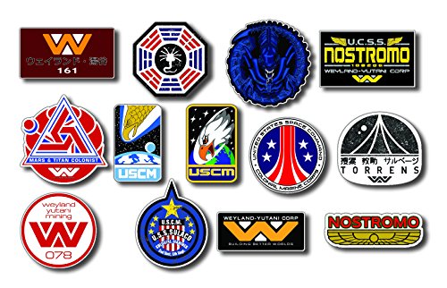 NOSTROMO WEYLAND-YUTANI CORP SULACO, ALIEN, ALIENS Aufkleber-Set, Motiv: ALIEN MOVIE, digitaler Druck, 13 SMALL PVC Stück von EMBROIDERY KING