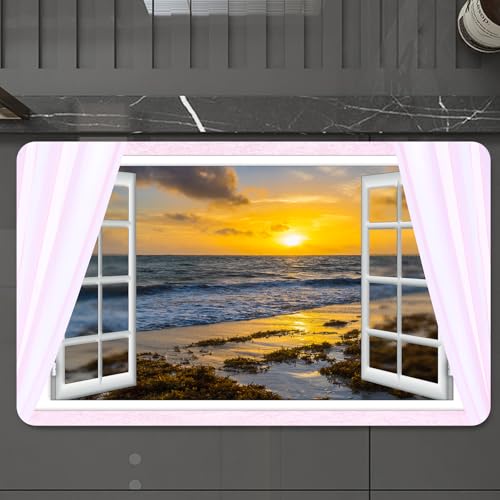 EMCLKS Badteppich rutschfeste,weicher Badezimmerteppich Badematte Badvorleger für Dusche,Badewanne und Toilette,An der Küste, offenes Fenster mit Blick auf den Himmel mit aufsteigenden Wolk,60x90 cm EMCLKS Badteppich rutschfeste,weicher Badezimmerteppich Badematte Badvorleger für Dusche,Badewanne und Toilette,An der Küste, offenes Fenster mit Blick auf den Himmel mit aufsteigenden Wolk,60x90 cm von EMCLKS