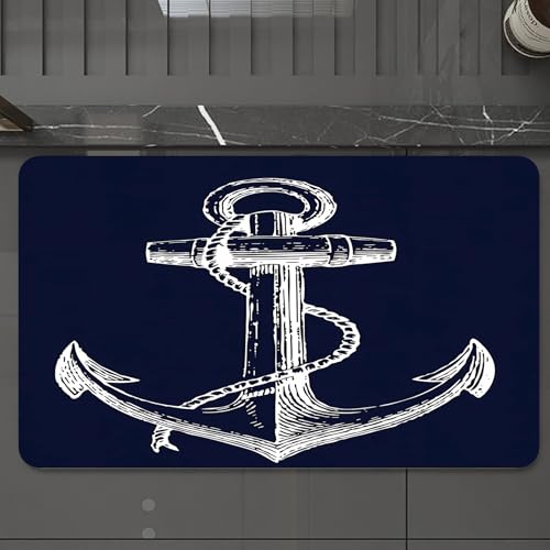 EMCLKS Badteppich rutschfeste,weicher Badezimmerteppich Badematte Badvorleger für Dusche,Badewanne und Toilette,Ankerkunst im Retro-Stil, komplizierter, mit Seil umwickelter Anker auf schwa,60x90 cm EMCLKS Badteppich rutschfeste,weicher Badezimmerteppich Badematte Badvorleger für Dusche,Badewanne und Toilette,Ankerkunst im Retro-Stil, komplizierter, mit Seil umwickelter Anker auf schwa,60x90 cm von EMCLKS
