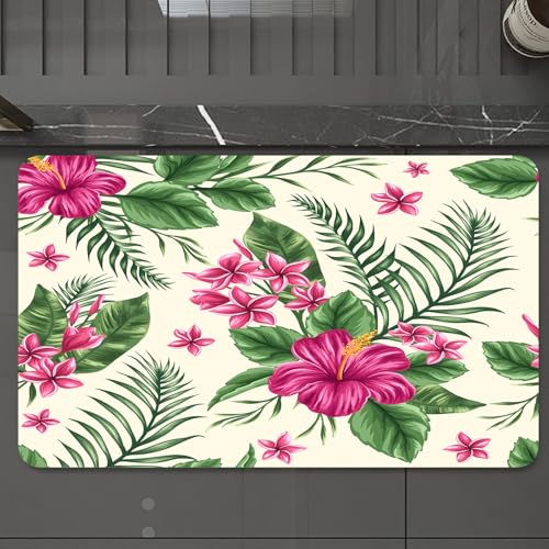 EMCLKS Badteppich rutschfeste,weicher Badezimmerteppich Badematte Badvorleger für Dusche,Badewanne und Toilette,Aquarell, Plumeria und Hibiskus Flora Tropische l Natur Aloha Hawaii Dschunge,60x90 cm EMCLKS Badteppich rutschfeste,weicher Badezimmerteppich Badematte Badvorleger für Dusche,Badewanne und Toilette,Aquarell, Plumeria und Hibiskus Flora Tropische l Natur Aloha Hawaii Dschunge,60x90 cm von EMCLKS