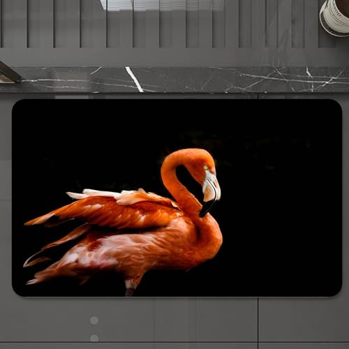 EMCLKS Badteppich rutschfeste,weicher Badezimmerteppich Badematte Badvorleger für Dusche,Badewanne und Toilette,Atemberaubender orangefarbener Flamingo auf schwarzem Hintergrund, der Sein w,60x90 cm EMCLKS Badteppich rutschfeste,weicher Badezimmerteppich Badematte Badvorleger für Dusche,Badewanne und Toilette,Atemberaubender orangefarbener Flamingo auf schwarzem Hintergrund, der Sein w,60x90 cm von EMCLKS