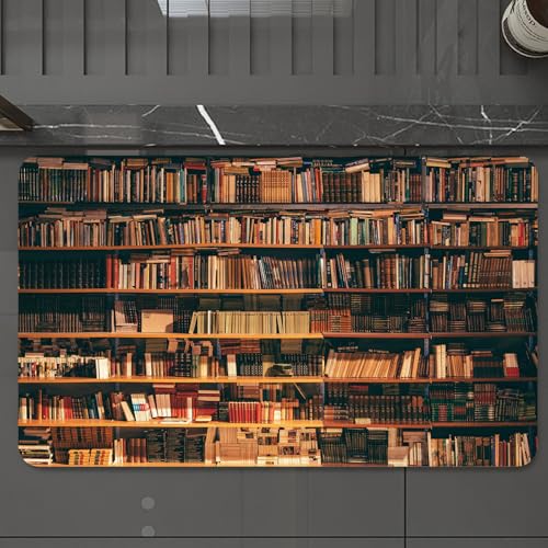 EMCLKS Badteppich rutschfeste,weicher Badezimmerteppich Badematte Badvorleger für Dusche,Badewanne und Toilette,Blick auf Regale mit Alten Büchern in der Bibliothek,60x90 cm EMCLKS Badteppich rutschfeste,weicher Badezimmerteppich Badematte Badvorleger für Dusche,Badewanne und Toilette,Blick auf Regale mit Alten Büchern in der Bibliothek,60x90 cm von EMCLKS
