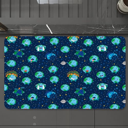 EMCLKS Badteppich rutschfeste,weicher Badezimmerteppich Badematte Badvorleger für Dusche,Badewanne und Toilette,Erde mit verschiedenen Ausdrücken. Einzigartiger und Trendiger Musterhintergr,60x90 cm von EMCLKS