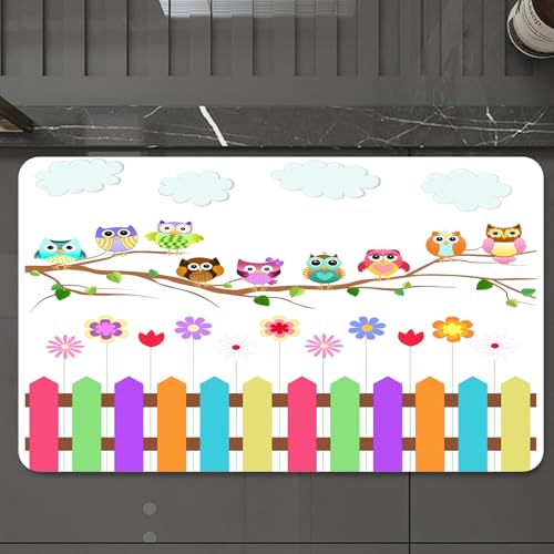 EMCLKS Badteppich rutschfeste,weicher Badezimmerteppich Badematte Badvorleger für Dusche,Badewanne und Toilette,Eulen, Eulen auf einem AST sonnigen Tag auf dem Land Bauernhof Zäune Blumen S,60x90 cm EMCLKS Badteppich rutschfeste,weicher Badezimmerteppich Badematte Badvorleger für Dusche,Badewanne und Toilette,Eulen, Eulen auf einem AST sonnigen Tag auf dem Land Bauernhof Zäune Blumen S,60x90 cm von EMCLKS