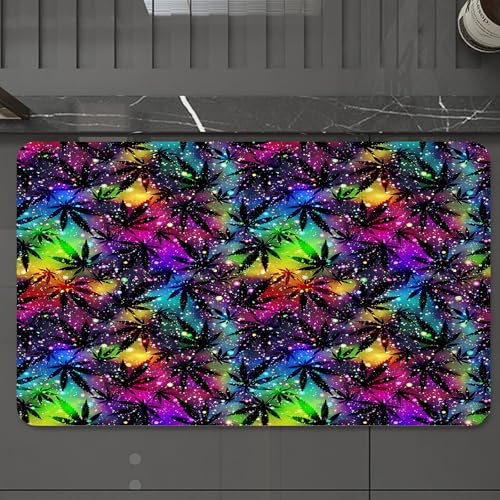 EMCLKS Badteppich rutschfeste,weicher Badezimmerteppich Badematte Badvorleger für Dusche,Badewanne und Toilette,Farbenfrohes abstraktes, nahtloses Muster mit bunten Marihuanablättern,60x90 cm EMCLKS Badteppich rutschfeste,weicher Badezimmerteppich Badematte Badvorleger für Dusche,Badewanne und Toilette,Farbenfrohes abstraktes, nahtloses Muster mit bunten Marihuanablättern,60x90 cm von EMCLKS
