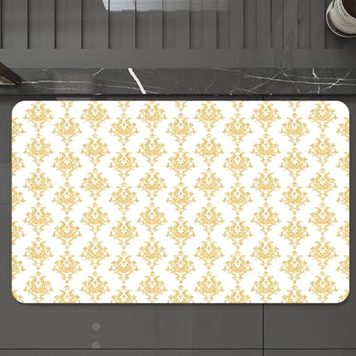 EMCLKS Badteppich rutschfeste,weicher Badezimmerteppich Badematte Badvorleger für Dusche,Badewanne und Toilette,Gold und Weiß, Damast Floral Viktorianischen Antiken Design Indische Ethnisch,60x90 cm EMCLKS Badteppich rutschfeste,weicher Badezimmerteppich Badematte Badvorleger für Dusche,Badewanne und Toilette,Gold und Weiß, Damast Floral Viktorianischen Antiken Design Indische Ethnisch,60x90 cm von EMCLKS