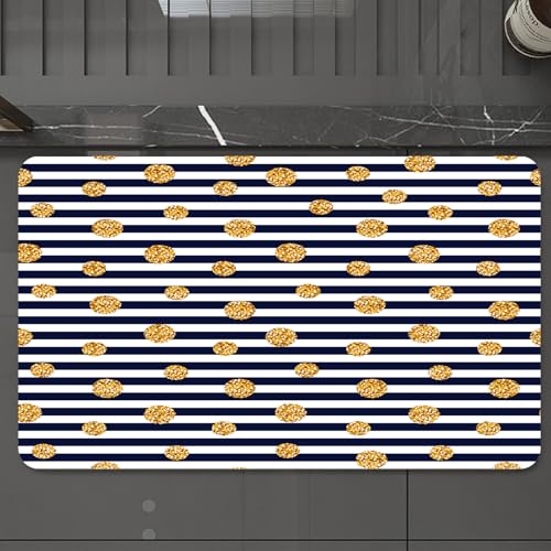 EMCLKS Badteppich rutschfeste,weicher Badezimmerteppich Badematte Badvorleger für Dusche,Badewanne und Toilette,Gold und Weiß, dünne horizontale Linien mit runden Kreisen, dekorative Vintag,60x90 cm EMCLKS Badteppich rutschfeste,weicher Badezimmerteppich Badematte Badvorleger für Dusche,Badewanne und Toilette,Gold und Weiß, dünne horizontale Linien mit runden Kreisen, dekorative Vintag,60x90 cm von EMCLKS